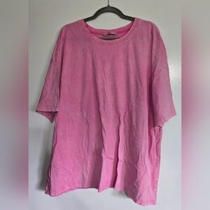 Zenana Outfitters Women's Oversized Pink Short Sleeve Tee
